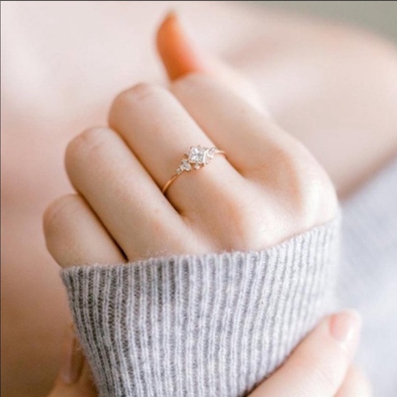 New Women’s Princess Yellow Gold Diamond Ring - Picture 2 of 4